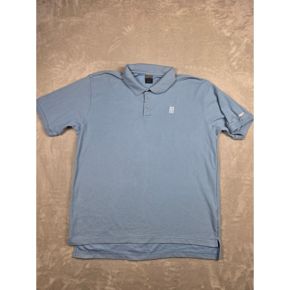 Vintage Nike Polo Shirt Mens XL Blue Dri-Fit Tennis Court Logo Short Sleeve Y2K